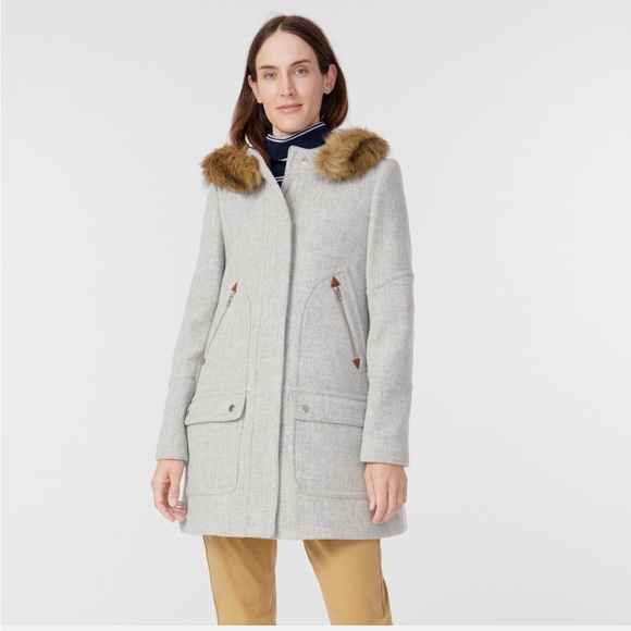 J.Crew Chateau Parka in Stadium Cloth Wool - Heather Gray Like New - Picture 2 of 9